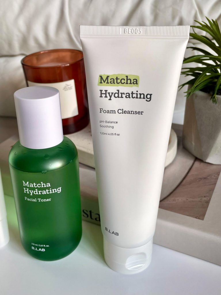 B.LAB Matcha Hydrating Line Review Cleanser, Toner, & Sunscreen.